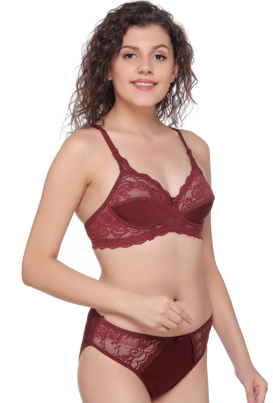 Sona Women Bra Panty Set, lace Bra, Bralette Bra, 5502 LINGERIE,SONAEBUY, D-Brown