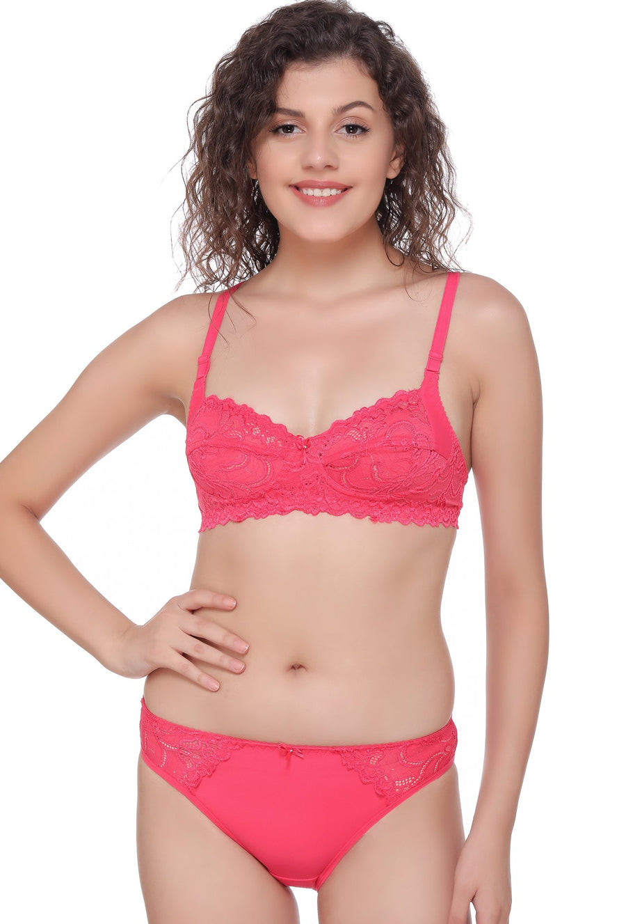 Sona Women Bra Panty Set, lace Bra, Bralette Bra, 5503 LINGERIE,SONAEBUY, D-Pink