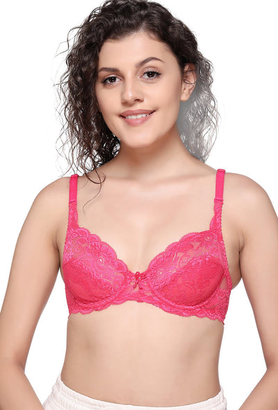 Cotton Rich Non-padded Full Support Bra In Hot Pink, Bras :: 4 Bras For 499  Online Lingerie Shopping: Clovia