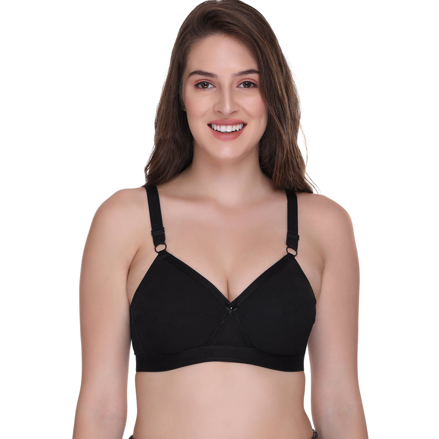 Sona Women Bra ,Plus Size Bra, Seamless Bra, Super Fit Bra, Transparent Strap Bra, LINGERIE,SONAEBUY, Black