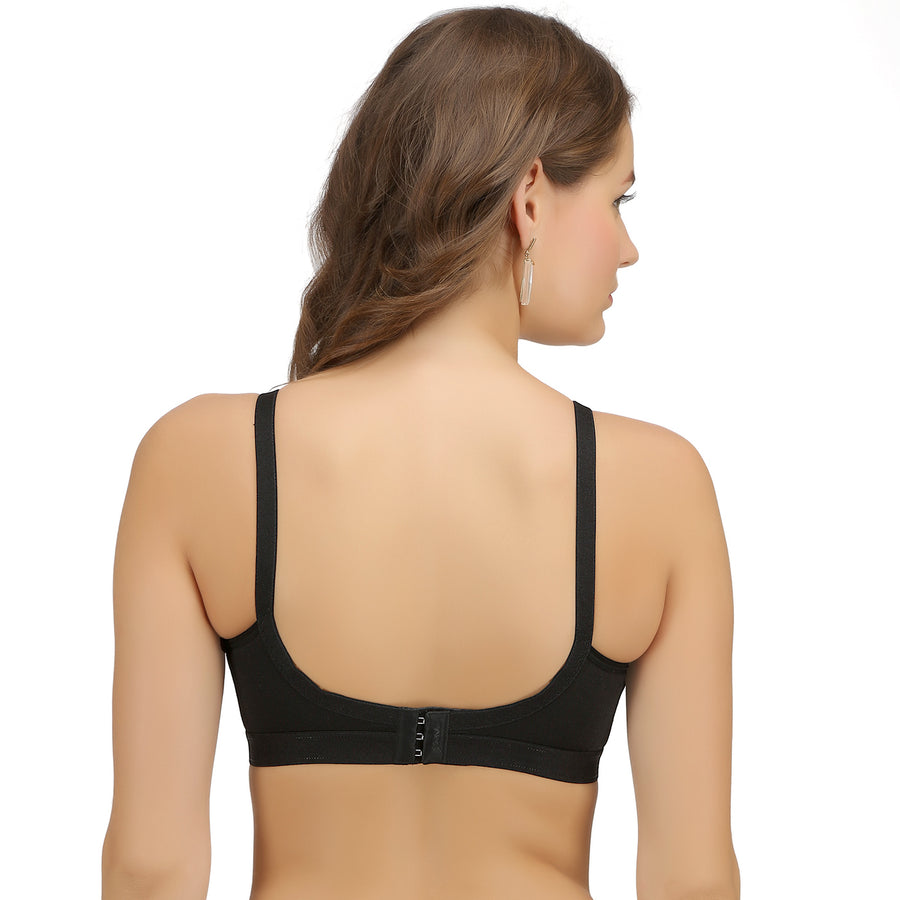 Sona Women Bra ,Plus Size Bra, Seamless Bra, Super Fit Bra, Transparent Strap Bra, LINGERIE,SONAEBUY, Black