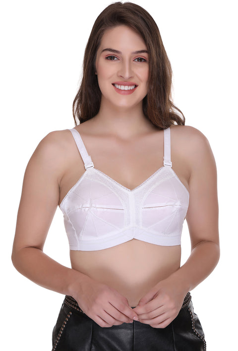 Buy Rajnie Women's Pure Cotton Non-Padded Full Coverage Plus-Size Everyday  Bra Pack of 2 (White,Skin-38DD) at