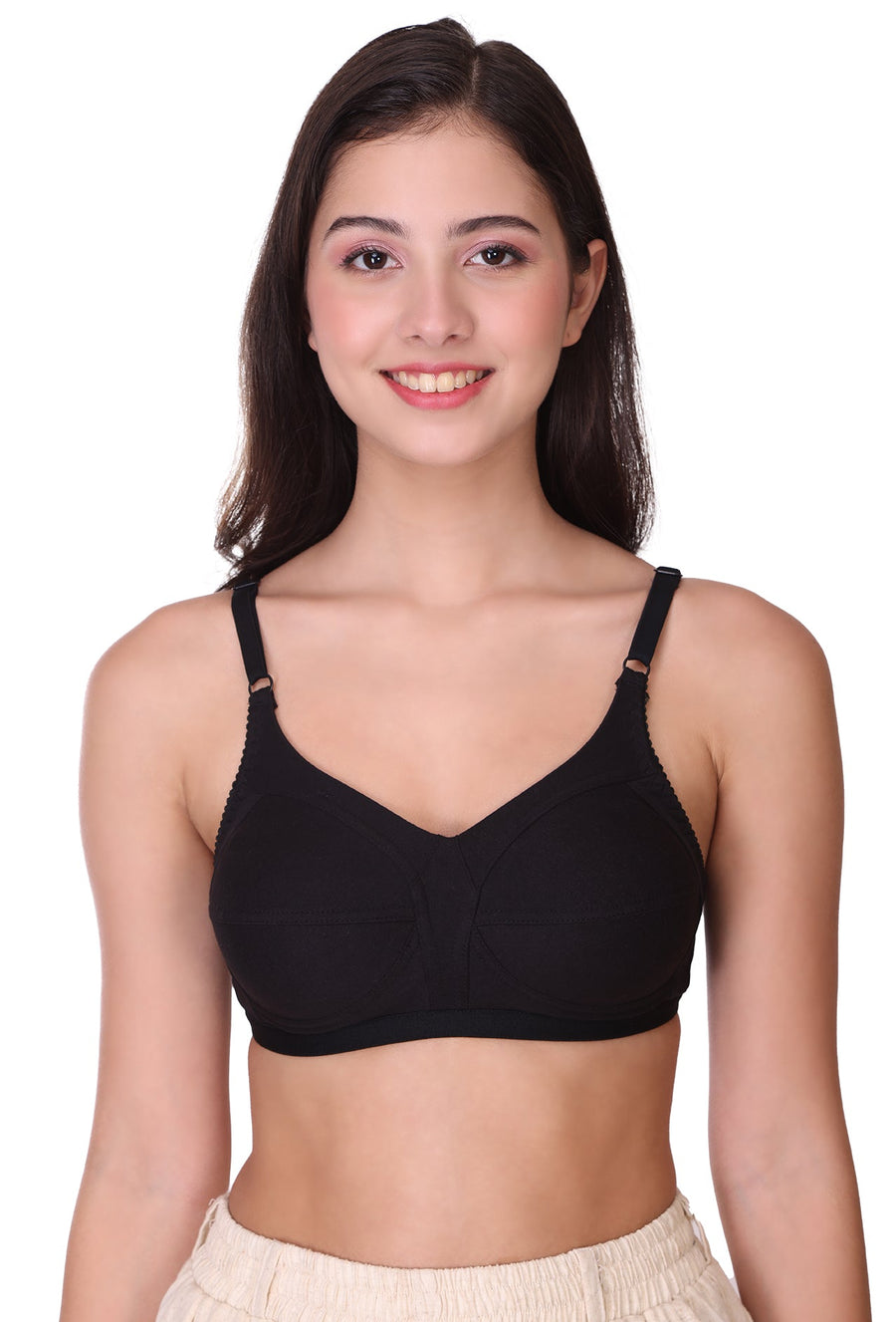Sona Women Bra ,T-Shirt Bra, Seamed Bra, Sona  Wellfitz, LINGERIE,SONAEBUY, Hoisery Cotton Bra, Non Wired Bra, T-Shirt Bra, Black