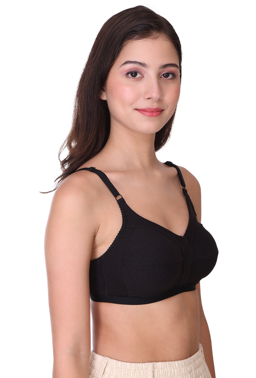 Sona Women Bra ,T-Shirt Bra, Seamed Bra, Sona  Wellfitz, LINGERIE,SONAEBUY, Hoisery Cotton Bra, Non Wired Bra, T-Shirt Bra, Black