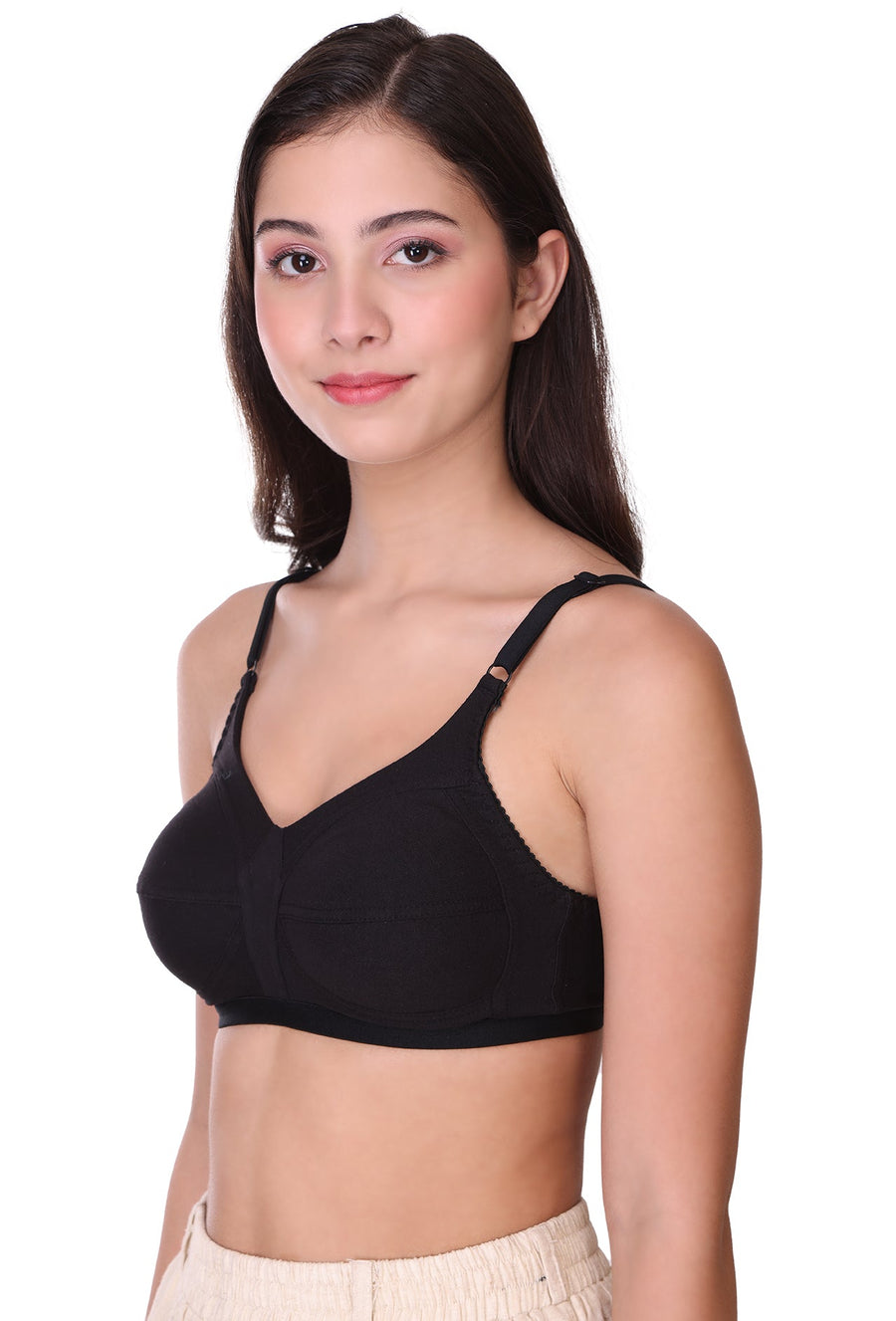 Sona Women Bra ,T-Shirt Bra, Seamed Bra, Sona  Wellfitz, LINGERIE,SONAEBUY, Hoisery Cotton Bra, Non Wired Bra, T-Shirt Bra, Black