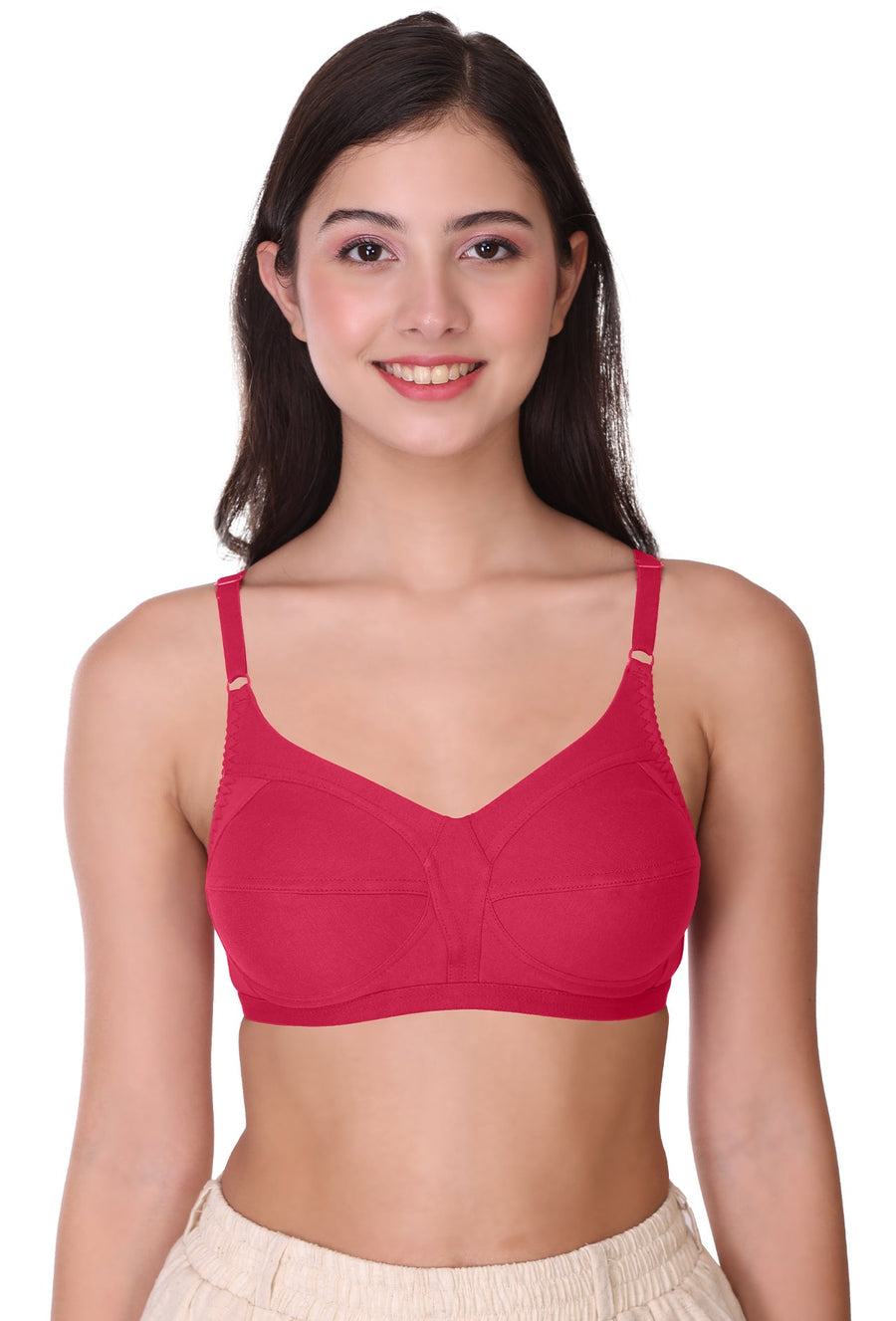 Sona Women Bra ,T-Shirt Bra, Seamed Bra, Sona  Wellfitz, LINGERIE,SONAEBUY, Hoisery Cotton Bra, Non Wired Bra, T-Shirt Bra, Hot Pink, H-Pink
