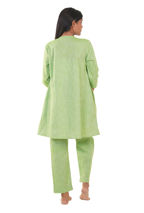 Sona Women Green Maternity Dress in Organic Cotton Fabric Nursing/Feeding Dress