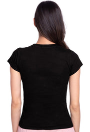 Sona Women T-Shirt, Half Seleves,  ACTIVEWEAR,LINGERIE,APPAREL, SONAEBUY, Round Neck, Black