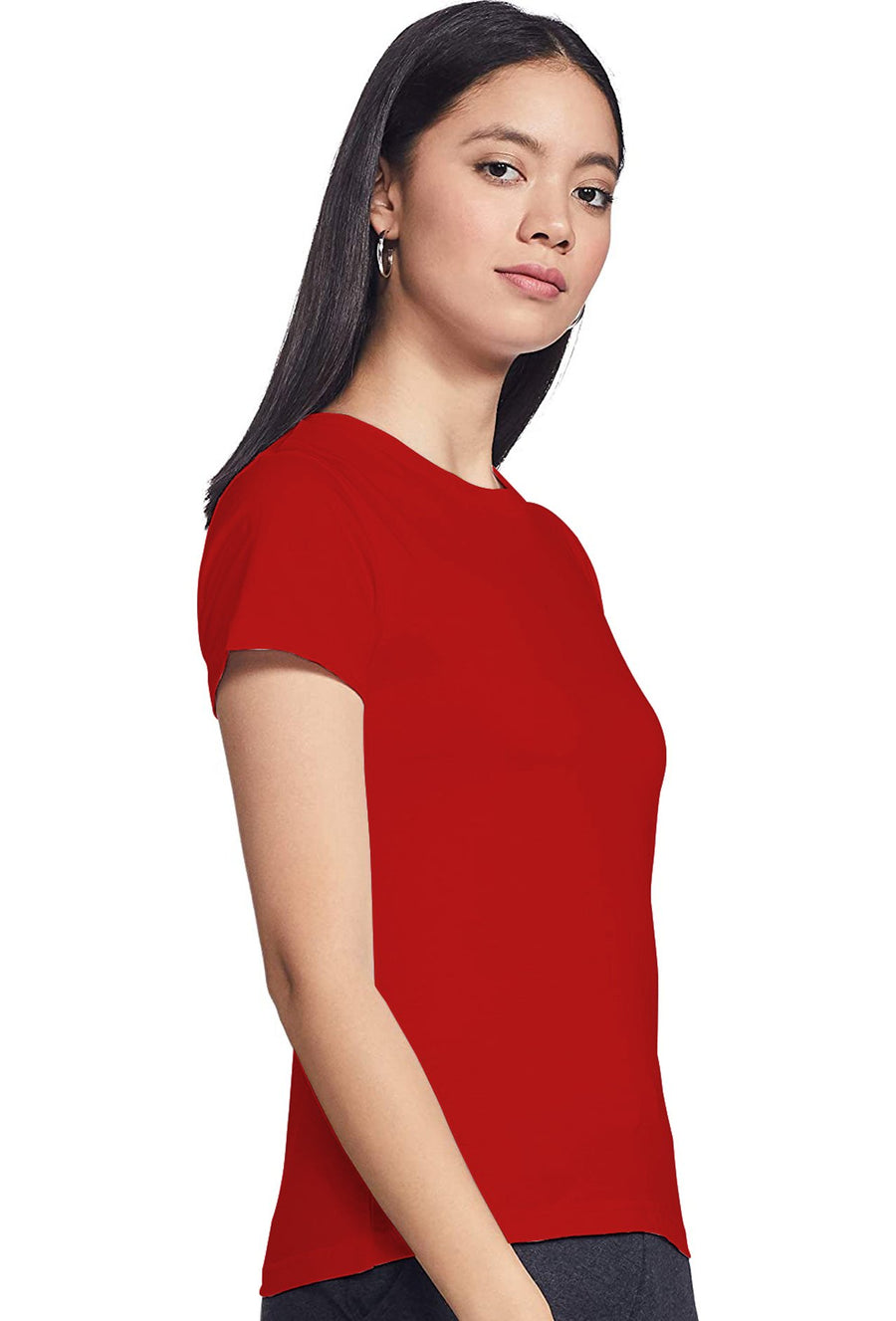 Sona Women T-Shirt, Half Seleves,  ACTIVEWEAR,LINGERIE,APPAREL, SONAEBUY, Round Neck, Red