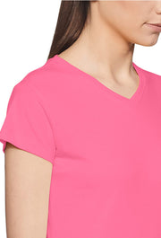 Sona Women T-Shirt, Half Seleves,  ACTIVEWEAR,LINGERIE,APPAREL, SONAEBUY, V Neck, L-Pink