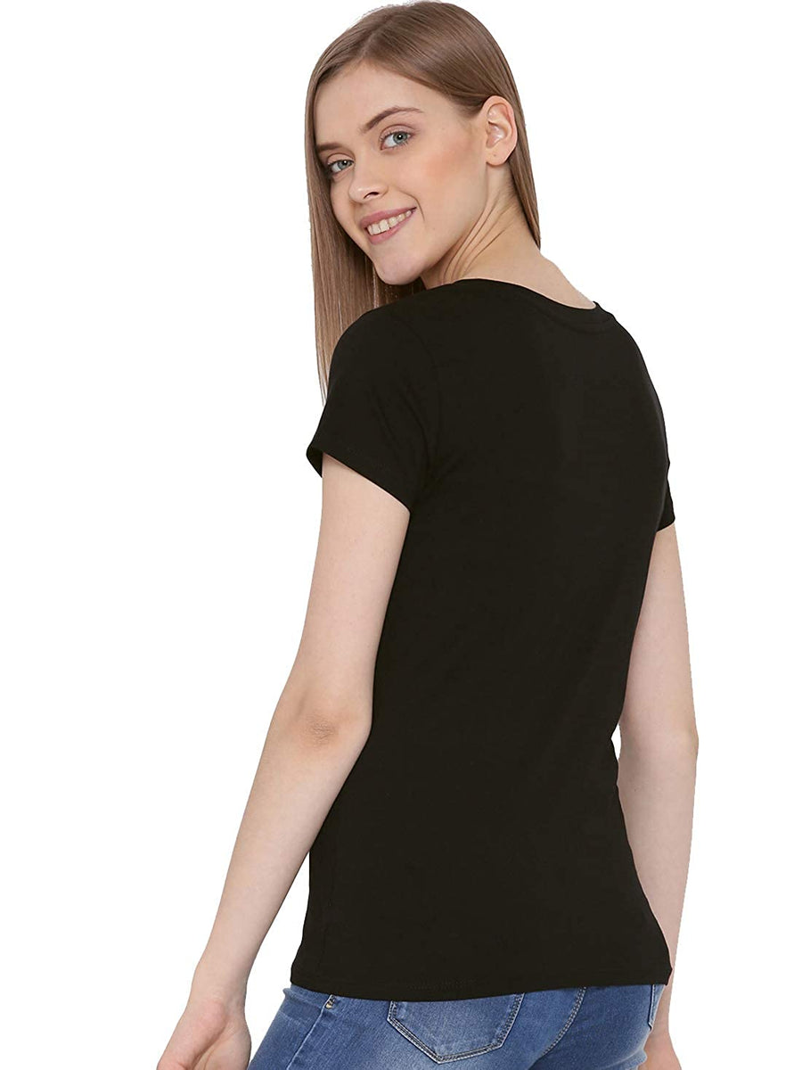 Sona Women T-Shirt, Half Seleves,  ACTIVEWEAR,LINGERIE,APPAREL, SONAEBUY, V Neck, Black