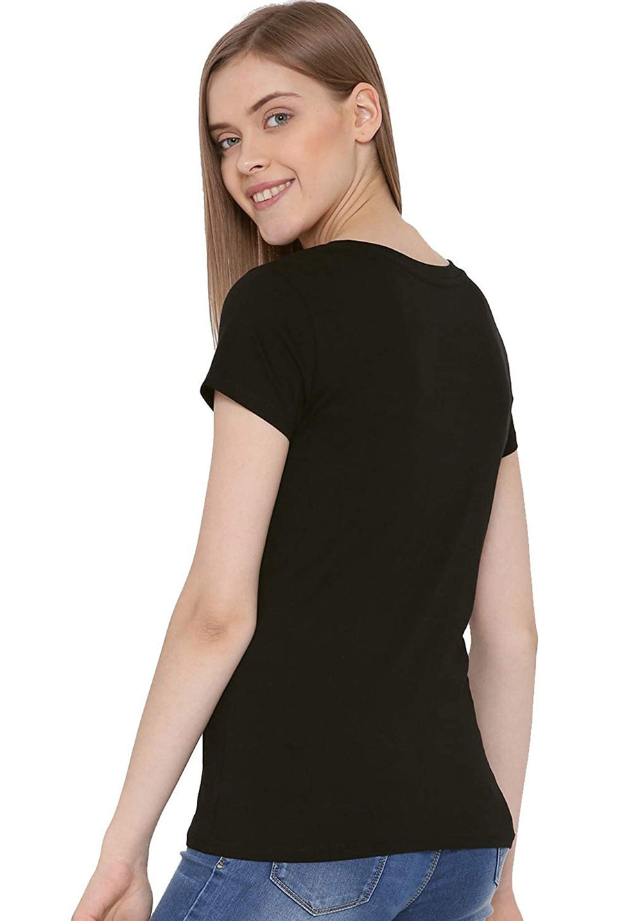 Sona Women T-Shirt, Half Seleves,  ACTIVEWEAR,LINGERIE,APPAREL, SONAEBUY, V Neck, Black