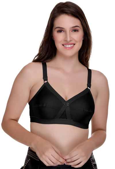 Buy SOUMINIE Women's Cotton Seamless Plus Size Bra- Cross Fit (SS-05-Black)  Online In India At Discounted Prices