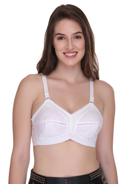 Buy Featherline Women White Embroidered Pure Cotton Pack of 3 Minimizer Bra  ( 36C ), Embroidered, Full Coverage, Non Padded, Pure Cotton, Everyday, White, Minimizer Bra